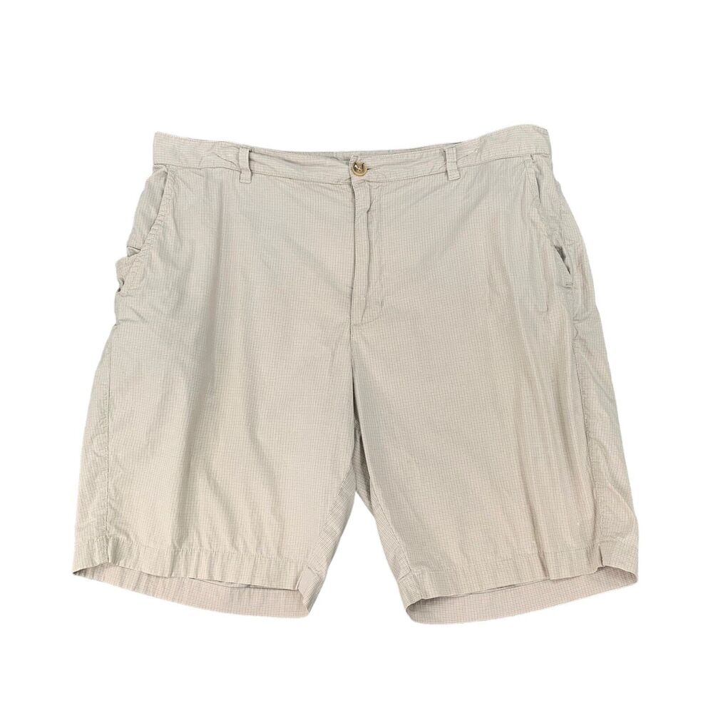 Joseph Abboud Shorts Mens 38 Putty Beige Check Plaid Flat Front Cotton Blend